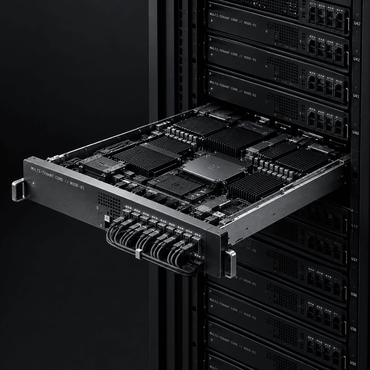 Enterprise blade server pulled from its rack